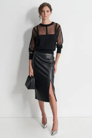 SIDE ZIP MIDI SKIRT