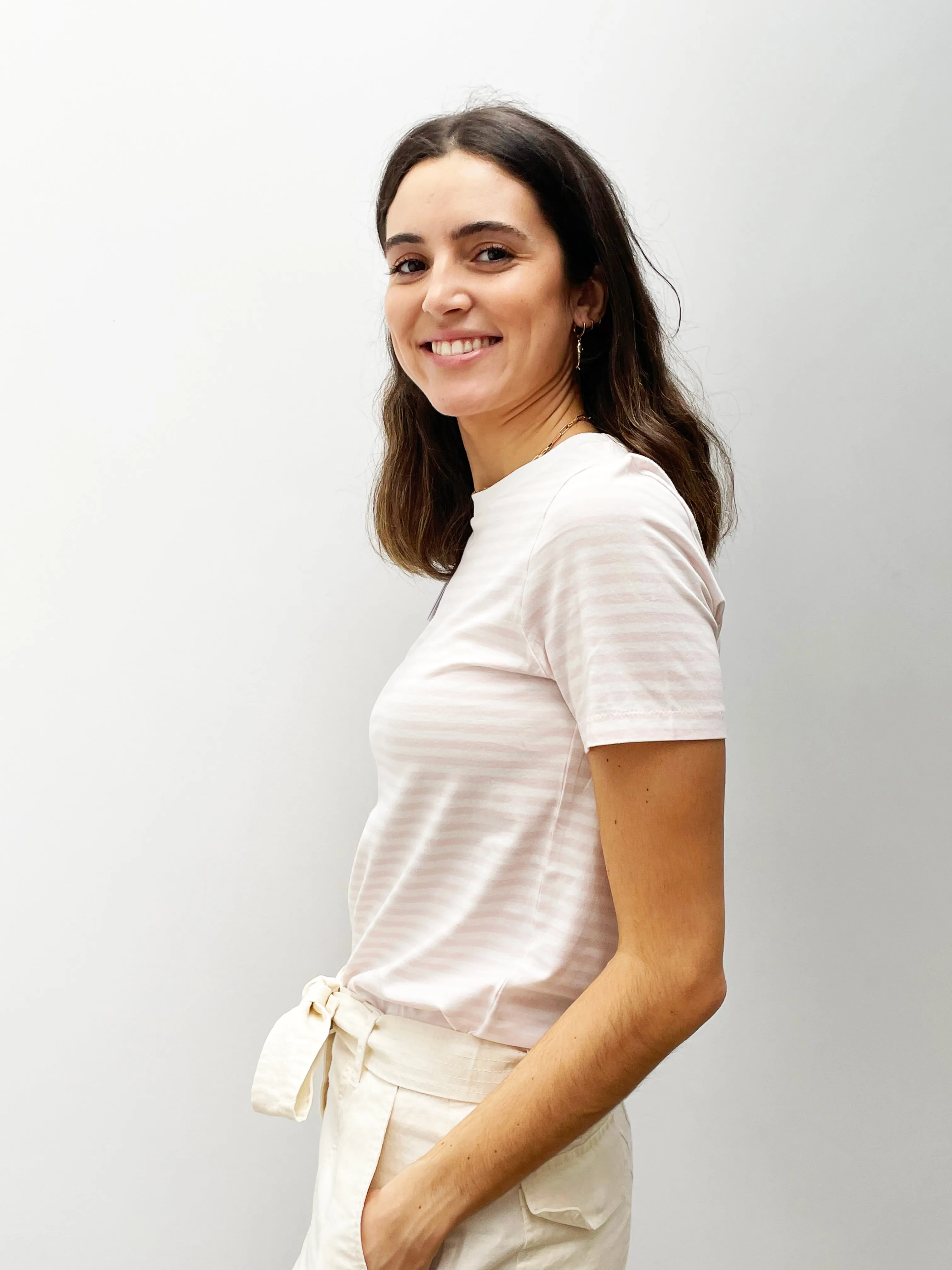 SLF My Perfect Stripe Tee in Primrose Pink and White