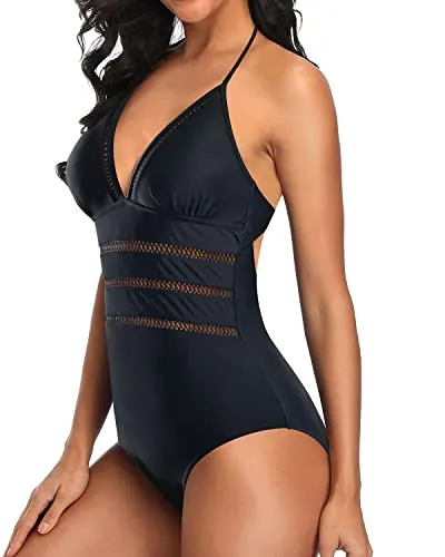 Slimming Silhouette Backless One Piece Swimsuit-Black