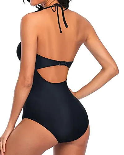 Slimming Silhouette Backless One Piece Swimsuit-Black