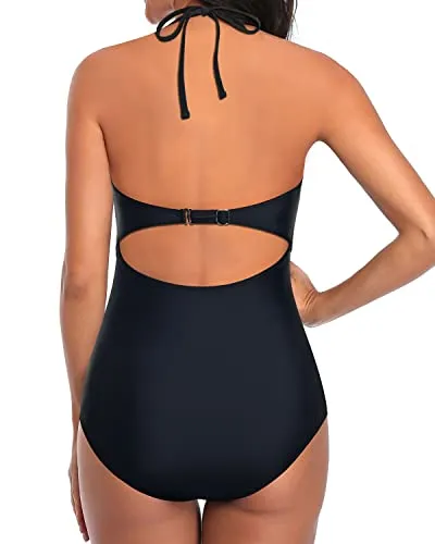 Slimming Silhouette Backless One Piece Swimsuit-Black
