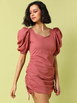 Solid Dress With Ruched Detail