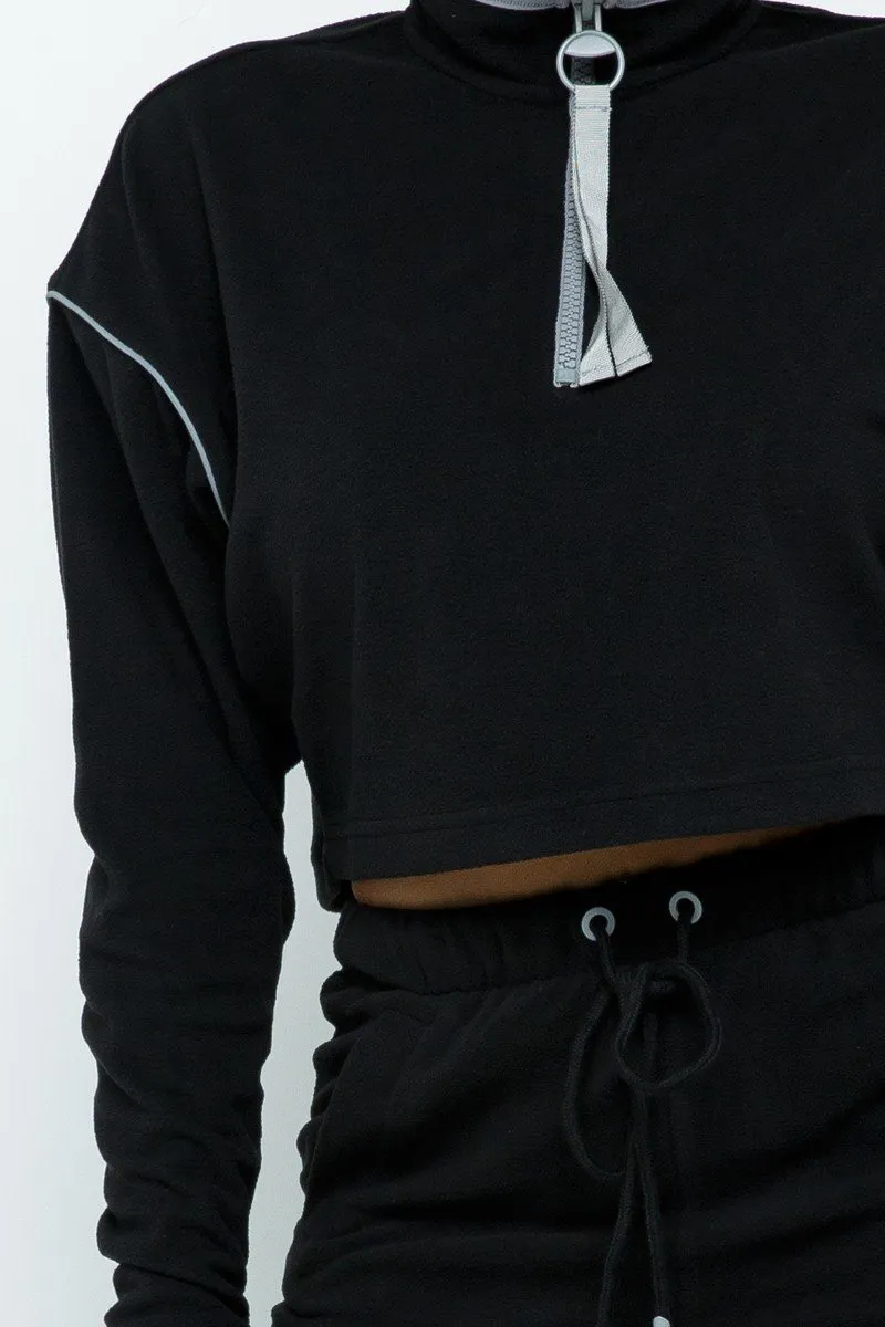 Sporty High-waist Shorts Black Matching Set