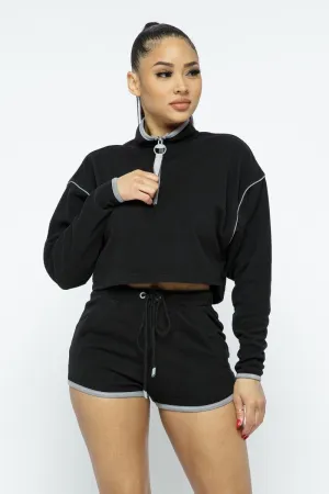 Sporty High-waist Shorts Black Matching Set
