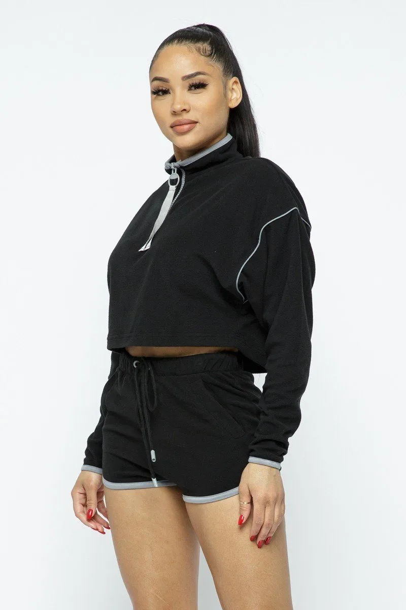 Sporty High-waist Shorts Black Matching Set
