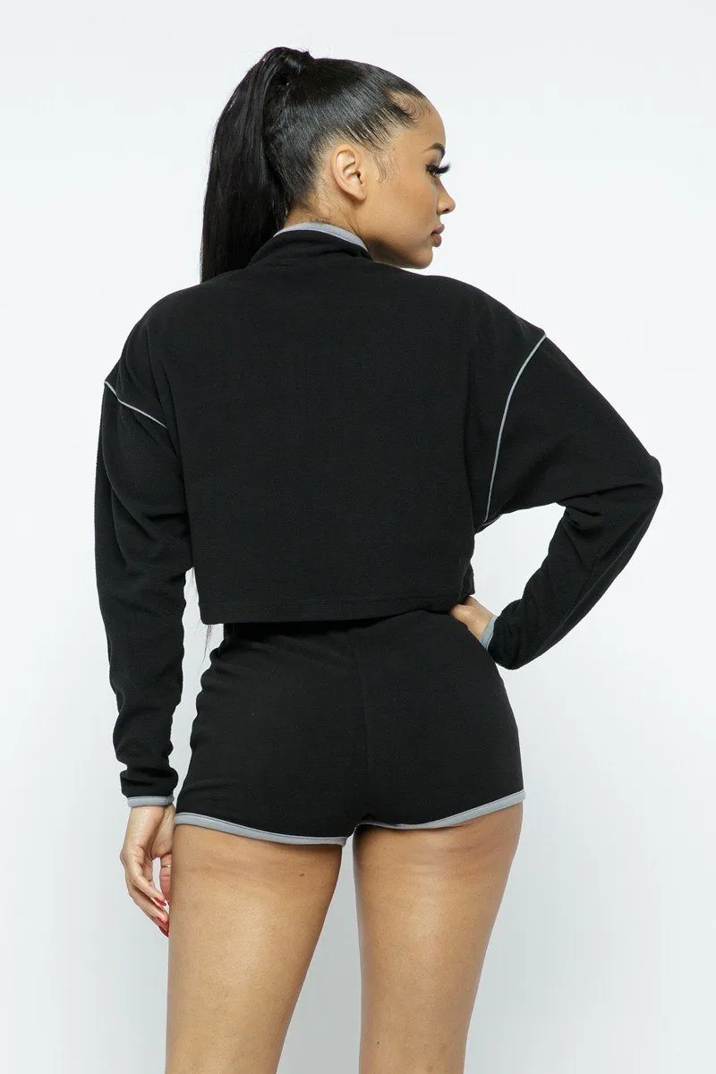 Sporty High-waist Shorts Black Matching Set