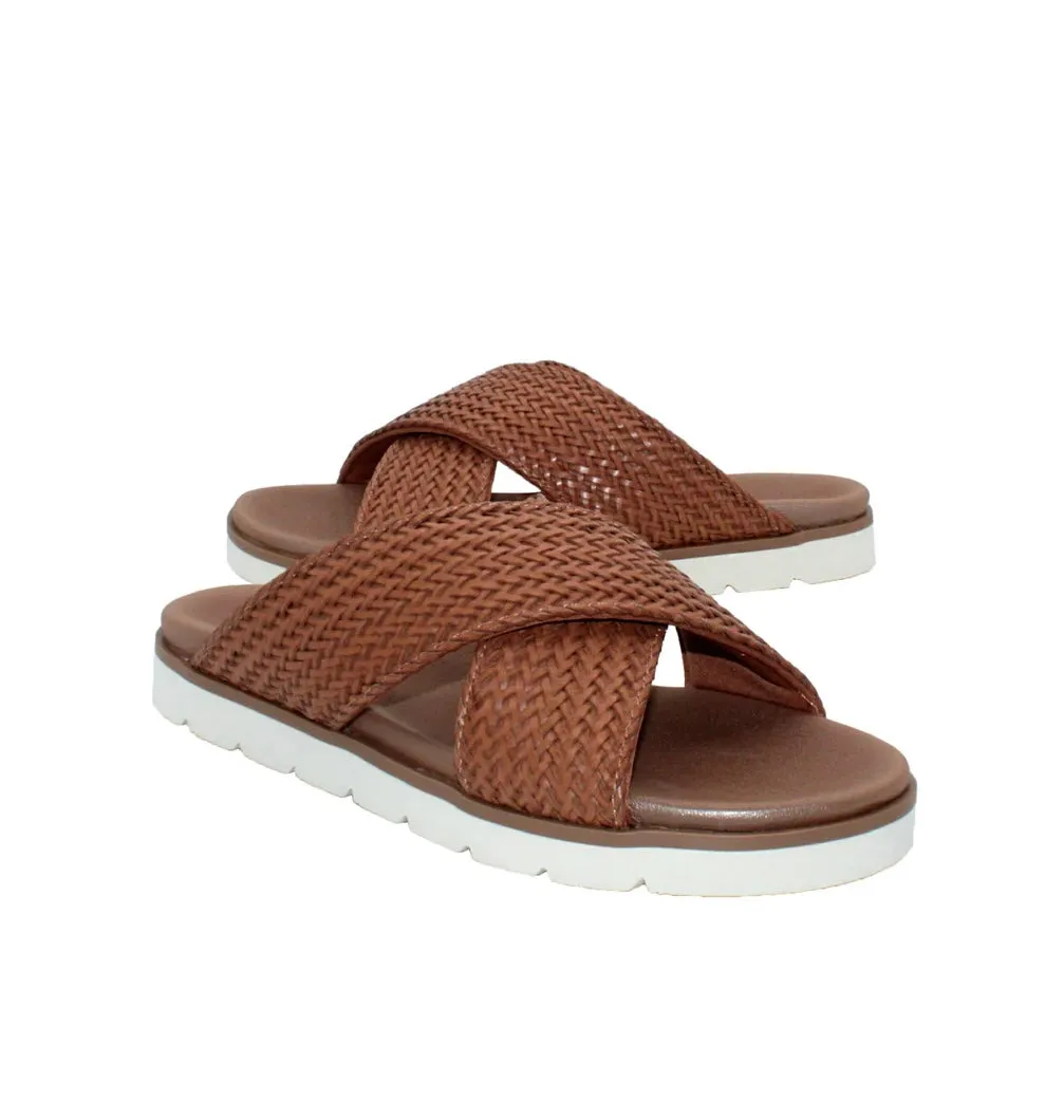 Tan Woven Aushen Slides