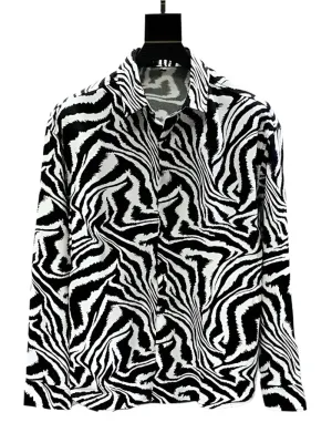 Unisex 3D Printed Long Sleeve Shirt – Black Series Oversized Lapel Style, Breathable Fashion for Men and Women