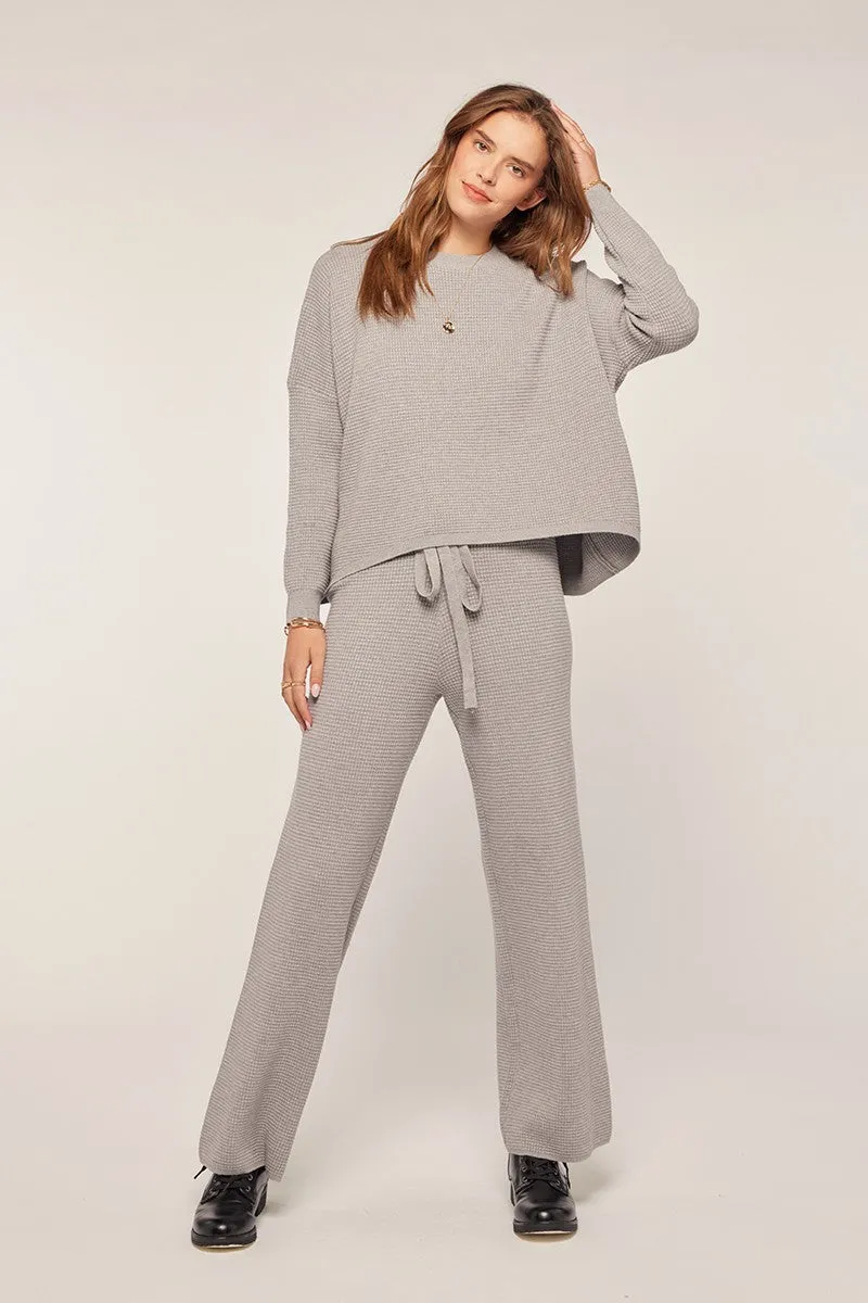 Waffle Knit Lounge Top - Grey