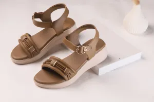 WALKBROS MEDICATED WEDGES SANDALS {  1  } - BROWN