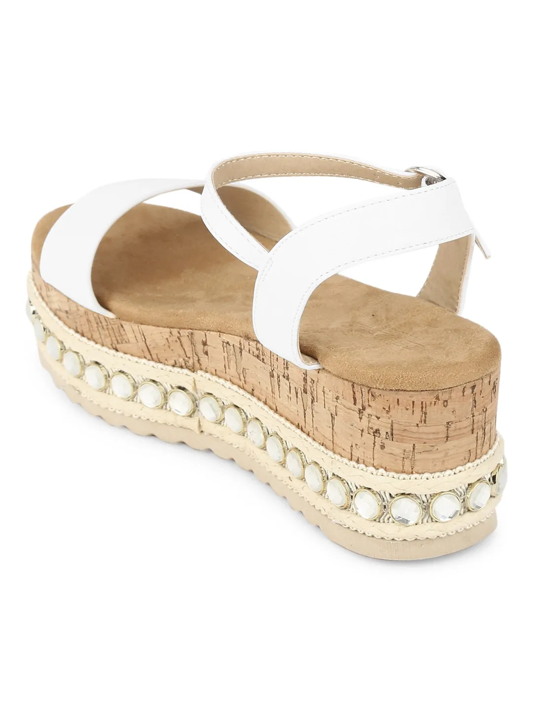 White PU Studded Platforms