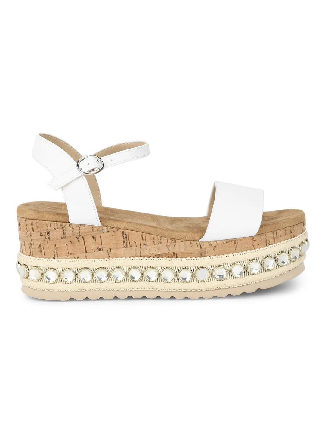 White PU Studded Platforms