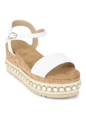 White PU Studded Platforms
