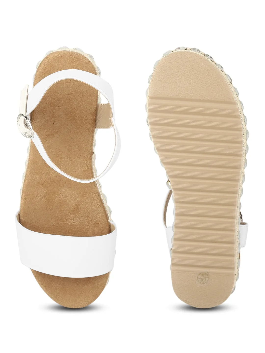 White PU Studded Platforms