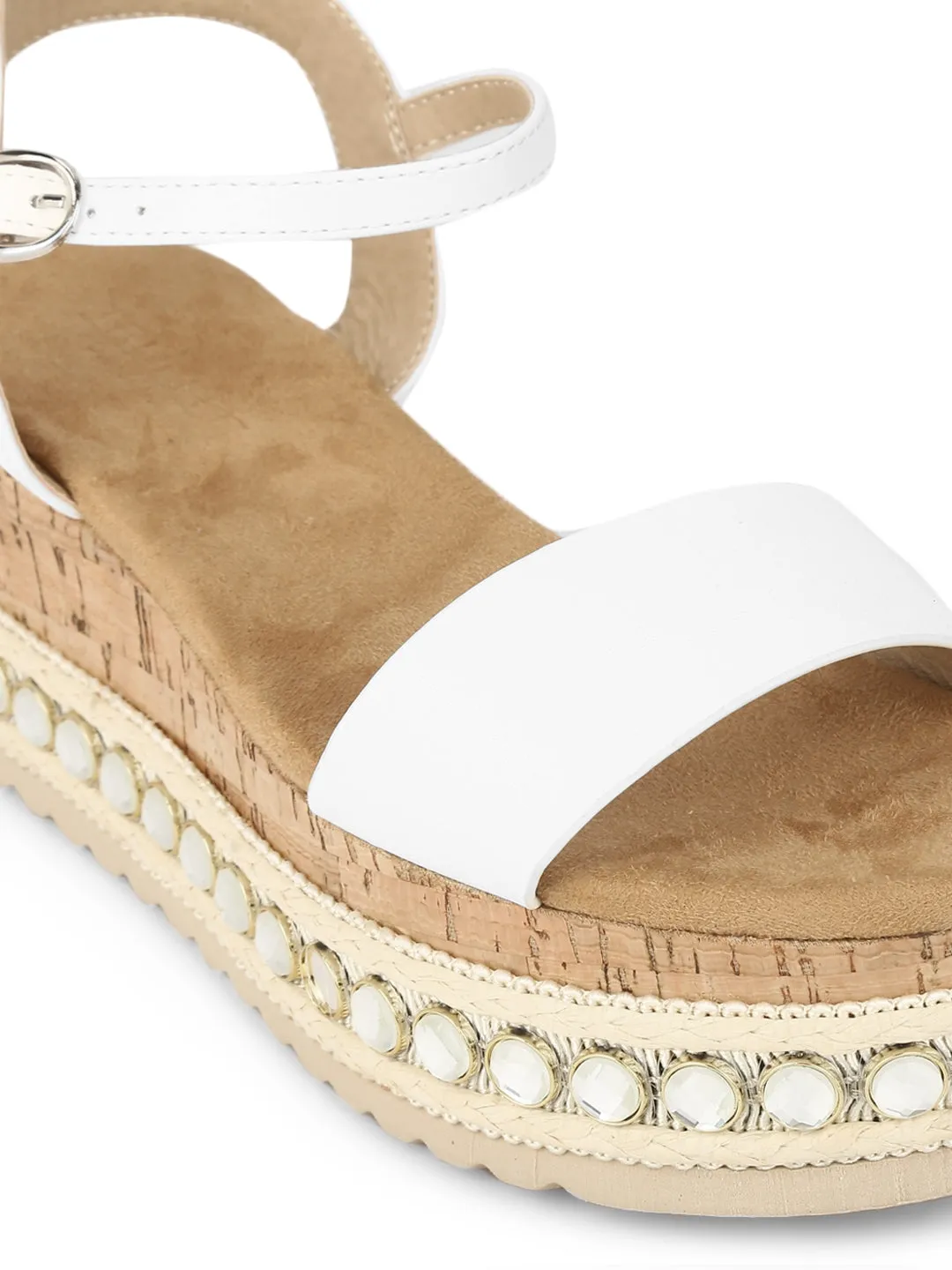 White PU Studded Platforms