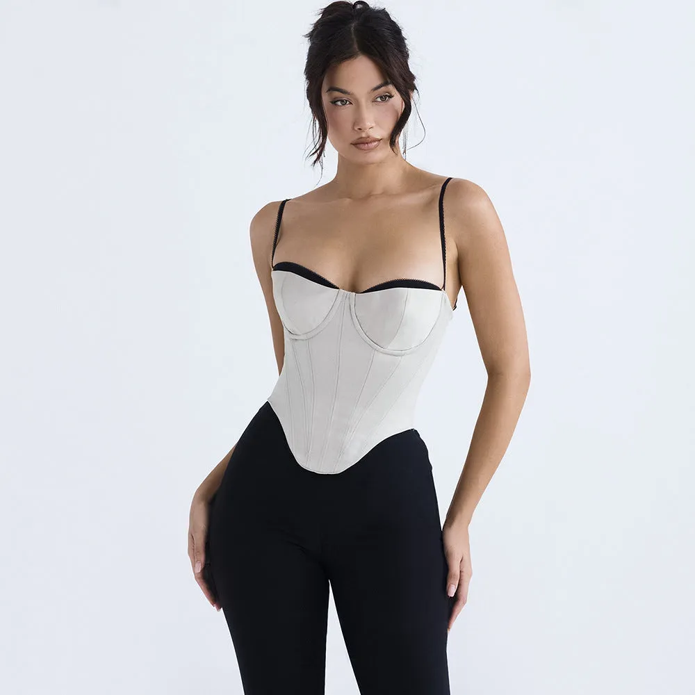 White slim back fishbone top